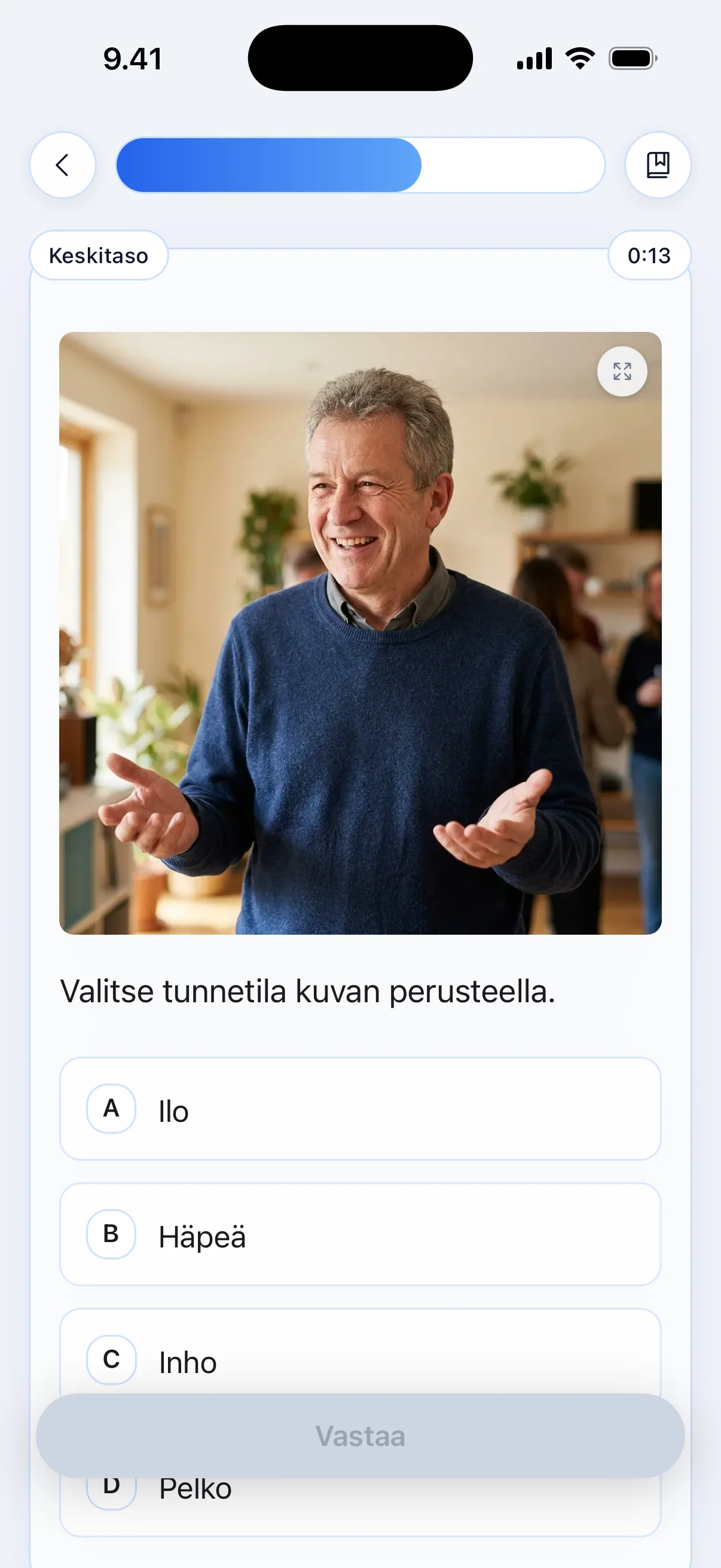 Ajastettu harjoituskoe Pääsy-sovelluksessa.